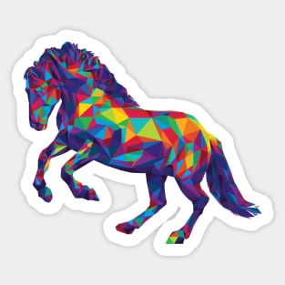 Rainbow Geometric Horse Rearing Sticker